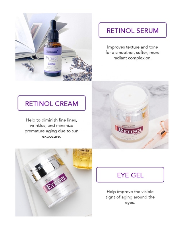 Customized Logo 3 in 1 Anti-Aging Serum Retinol Skin Care Face Set