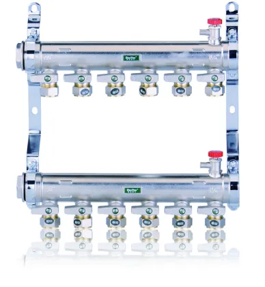 Brass water floor heating manifold