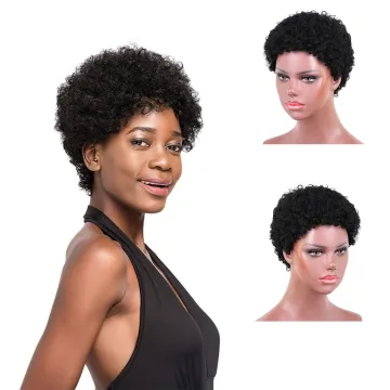 Wholesale Cheap Finger Water Wave Wig 100% Brazilian Human Hair Pixie Cut Wigs Short Bob Non Lace Closure Frontal Wigs for Women