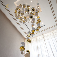 Scale shape creative chandelier golden yellow custom chandelier villa hotel staircase chandelier