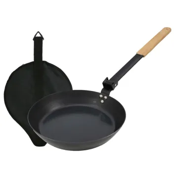 Carbon Steel Camping Omelette Steak Saute Frying Wok Pans With Wood Handle
