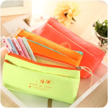 Q1113 Creative candy color fluorescent double zipper pencil bag