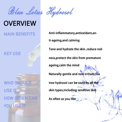 Wholesale Pure Natural Blue Lotus Hydrosol Natural Water Lily Flower Floral Water