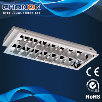 Recessed 2x18watt fluorescent grille fixture with  fluorescent tube