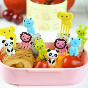 set of 10pcs colorful different animals bento decorations for fruit food picks forks