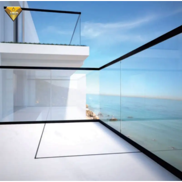 Modern Frameless Stair Railing System Stainless Steel with Round Glass Posts for Balcony Balustrades