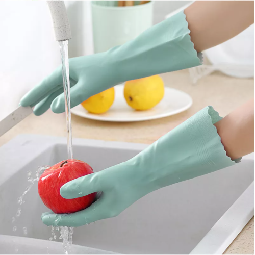 flock lined lined pvc household gloves, rubber gloves wash gloves