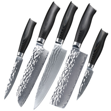 67-lapisan VG-10 Damascus Steel Knife Set-set pisau Damsyik Jepun