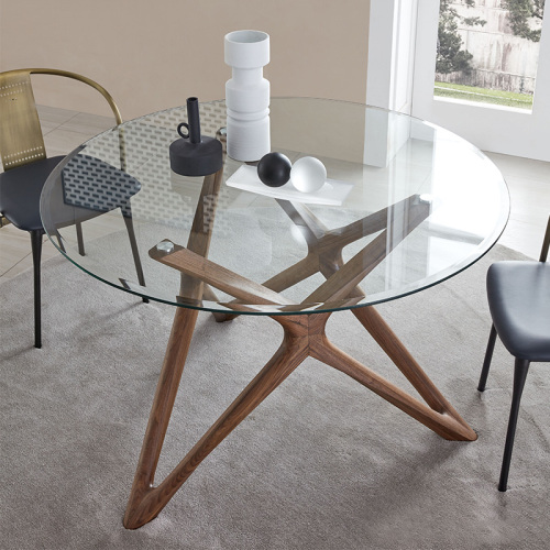Unique Design Simplistic Dining Room Design High End Tempered Glass Round Dining Tables Supplier