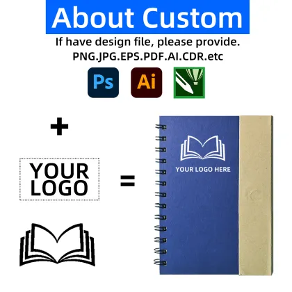 Custom Kraft Paper Hardcover Spiral Notebook with Page Marker and Sticky Notes