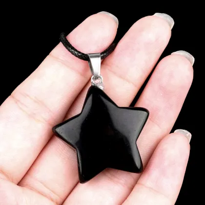 Black Obsidian 30mm Star Pendant Pendant Keychain