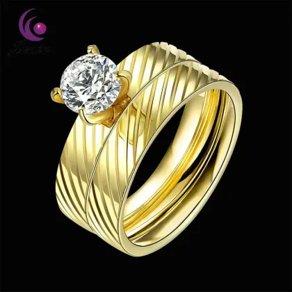 Jenia New Jewelry Women Rings Healthy Titanium Gold Plated Jewellery Ring