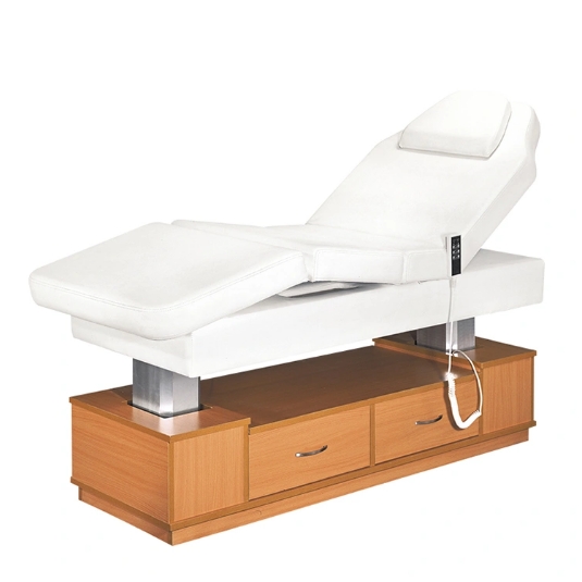 White Electric Wood Facial Bed With Storage