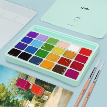Gouache Paint Set 24 Vibrant Colors Non Toxic Paints with Portable Case Palette for Artist Canvas Painting Watercolor Papers