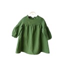 Cotton Linen Solid Color Autumn Long Sleeve Dress