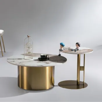 Modern Guangdong Green Marble Coffee Table for Living Room