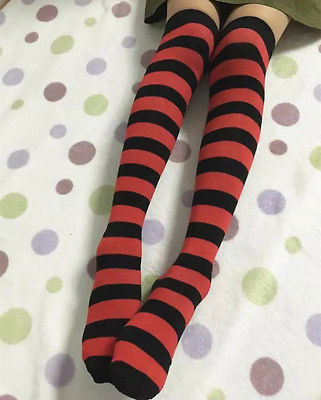 Fashion Cut Thigh High Stripe Over The Knee Socks Long Cotton Stripy Thigh High Stockings Long Socks
