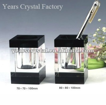 Classic Glass Crystal Pen Holder With Painting For Desktop Souvenir Decoration