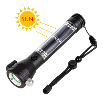 Solar-Powered Rechargeable Magnet Hand Torch with Circle Light