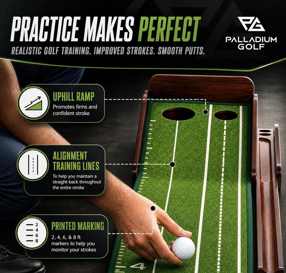 300cm Wooden Business Golf Putting Trainer with Magnetic Track