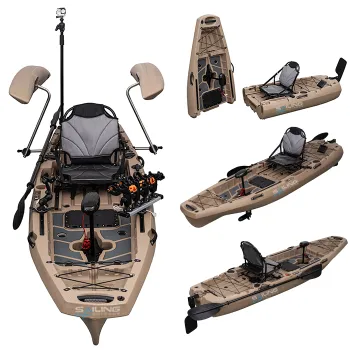 Modular Sit-On-Top Fishing Kayak - Hard Plastic Two-Piece Boat with Fin, Pedal or Motor