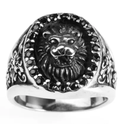 Custom knights signet printing Lion Ring