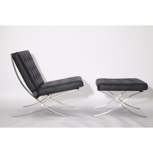 Solid Steel Leather Lounge Chair Leather Barcelona chair and stool replica YADEA Factory