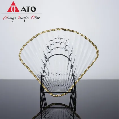 Glass Desserts Shell Charger Plates With Gold Rim
