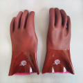 Brown PVC Jersey linning fishing gloves