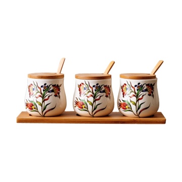 Ceramic Kitchen Seasoning Jar with Spoons
