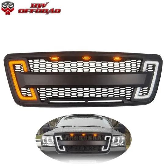Front Mesh ABS Grille with LED Lights for F150 2004-2008 Offroad 4x4