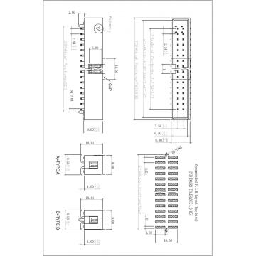 2,54 mm (.100 &quot;) Linha dupla tipo SMT Box Box Board conectores de montagem