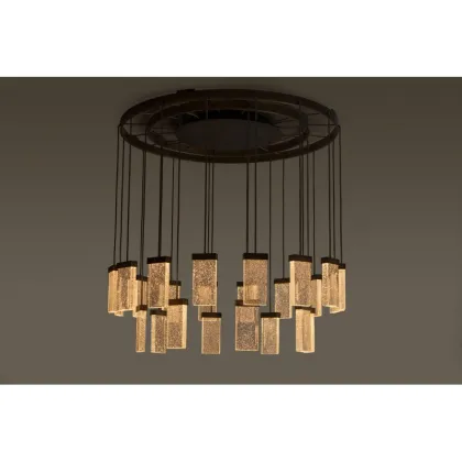 Luxury Modern Grand Cru Hand Made Glass Ring Pendant Chandelier