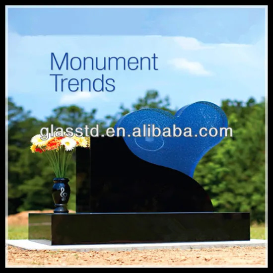 glass double heart shaped headstone tombstone