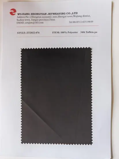 100% Polyester 340t Taffeta pu