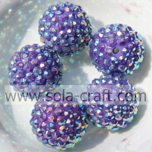 Dark Purple AB Wholesale Resin Rhinestone Beads 18*20MM Solids Shinning Beads