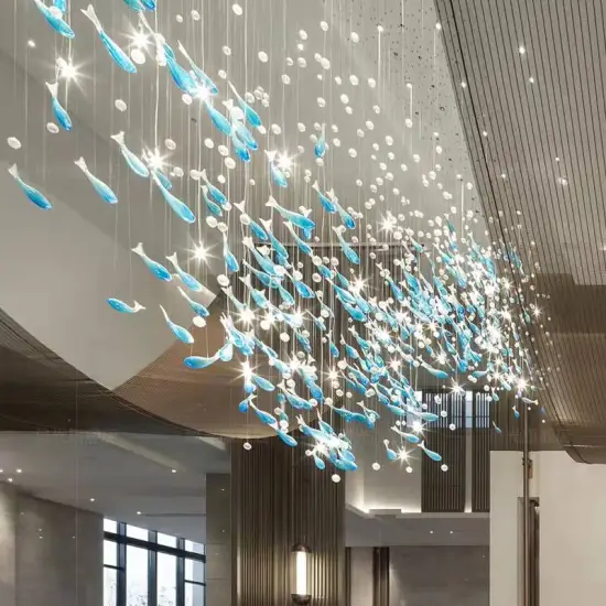 Modern Fish-Shaped Chandeliers for Hotel Lobbies