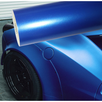 Vinilo de envoltura de coche azul metálico satinado