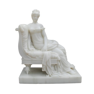 Elegant Lady Resting on Marble Couch Sculpture