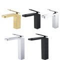 Brushed gold hot and cold bathroom washbasin faucet