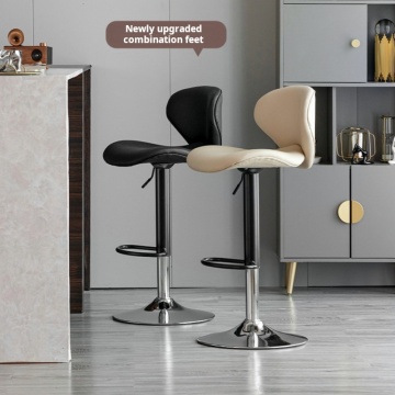 Modern Minimalist Metal Black Legs PU Leather Bar Stools
