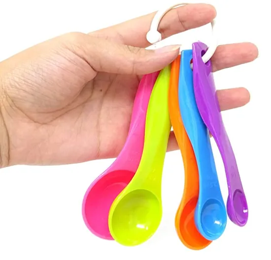 Honbay Measuring Spoon Set - Foldable Plastic Teaspoons for Baking and Cooking