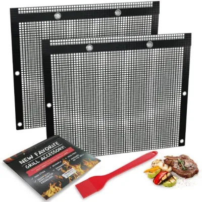 Indoor Outdoor Charcoal Grill BBQ Non-Stick Large Dishwasher-Safe Grilling Mesh