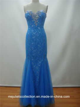A-Line Sweetheart Silver Lace Tulle Beading Evening Dress (MJC-LZTD6026S4)