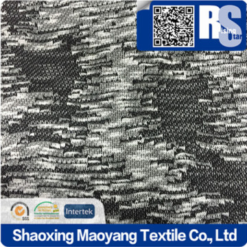 KNITTED POLY SLUB SINGLE JACQUARD LOW-GUAGE FABRIC IN BLACK+PFD
