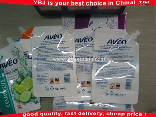 Alibaba China plastic packaging standing water pouch/clear drink stand up spout pouch