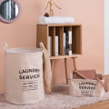 Collapsible Cotton Canvas Laundry Basket Bag With Handles