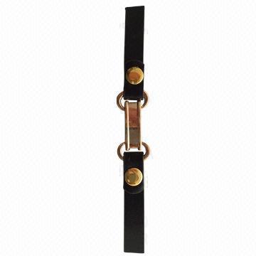 Fashion PU Fastener with Gold Buckle for Garment Decoration