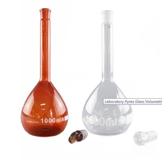 Borosilicato vetro trasparente pallone volumetrico con tappo 25ml