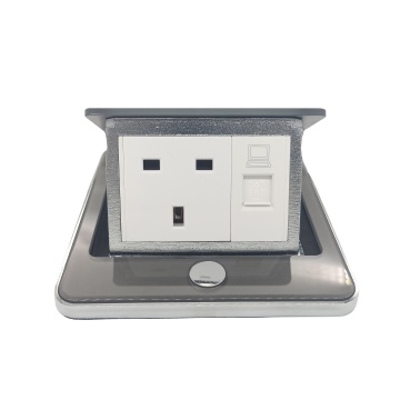 Waterproof Qmark Socket: Toughened Glass Panel Pop-up Floor Power Box with RJ45 Grounding and Soft Slowly Pop-Up Feature